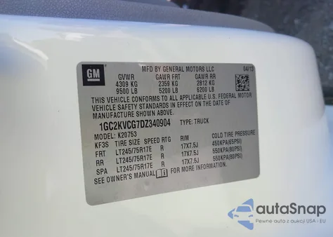 2013 Chevrolet Silverado 2500Hd Work Truck z USA, uszkodzony, nr VIN 1GC2KVCG7DZ340904